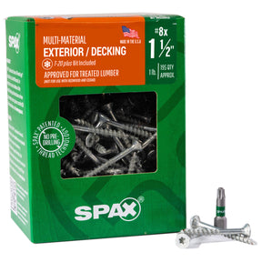 SPAX Exterior Multi-Material T-Star Plus Wood Screws - Flat Head, Partial Thread, HCR-X Coating