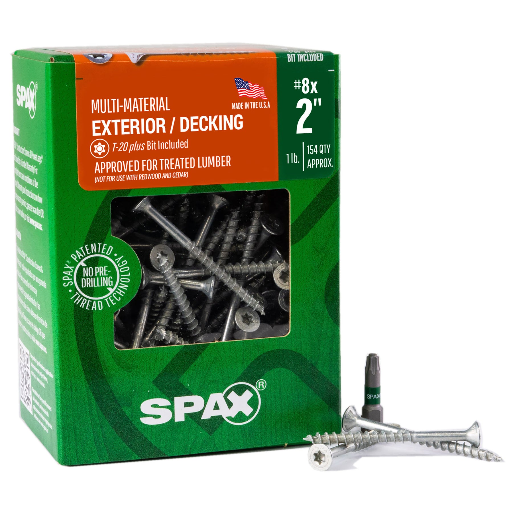 SPAX Exterior Multi-Material T-Star Plus Wood Screws - Flat Head, Partial Thread, HCR-X Coating