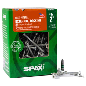 SPAX Exterior Multi-Material T-Star Plus Wood Screws - Flat Head, Partial Thread, HCR-X Coating