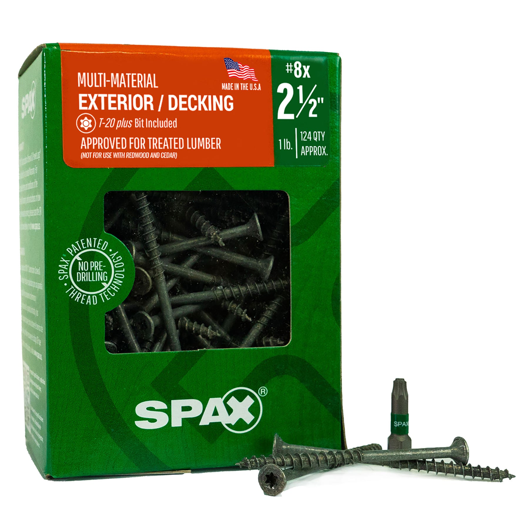 SPAX Exterior Multi-Material T-Star Plus Wood Screws - Flat Head, Partial Thread, HCR-X Coating