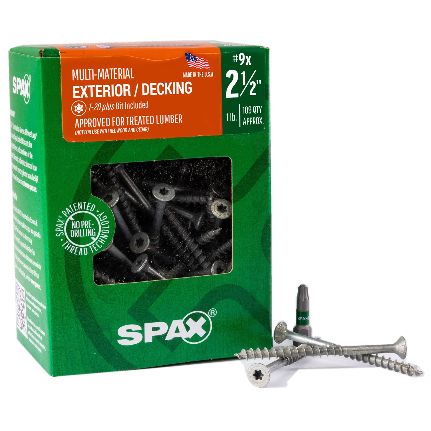 SPAX Exterior Multi-Material T-Star Plus Wood Screws - Flat Head, Partial Thread, HCR-X Coating
