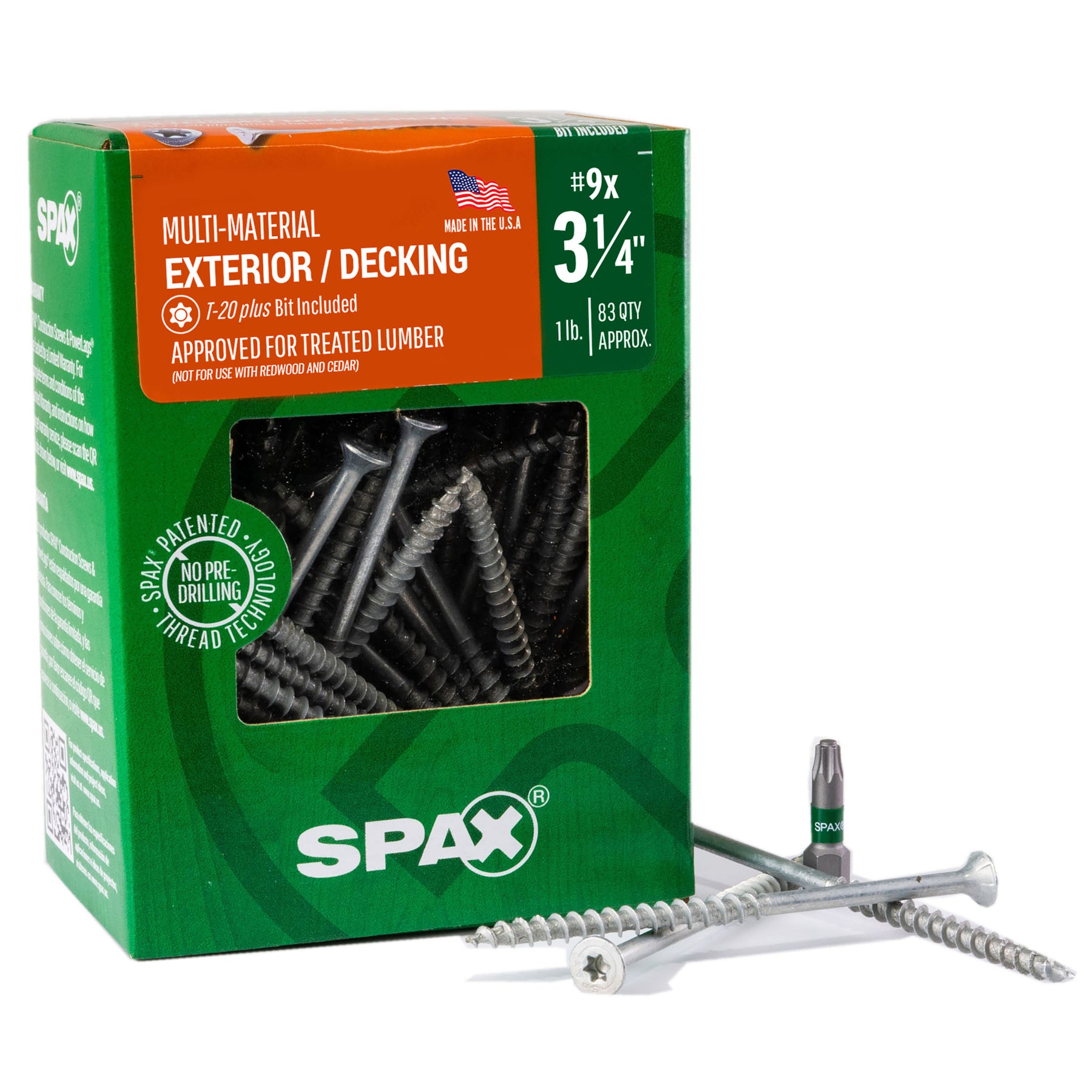SPAX Exterior Multi-Material T-Star Plus Wood Screws - Flat Head, Partial Thread, HCR-X Coating