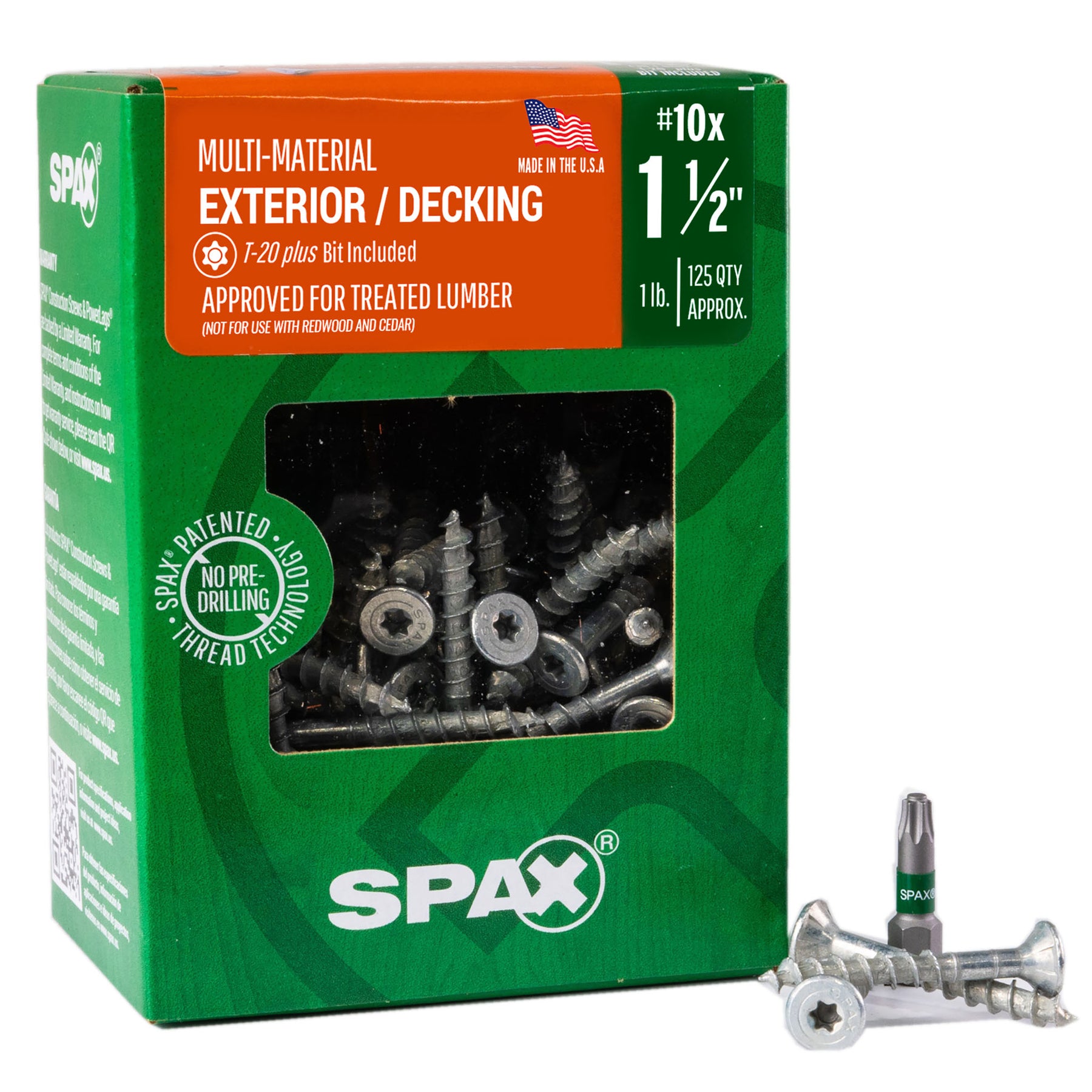 SPAX Exterior Multi-Material T-Star Plus Wood Screws - Flat Head, Partial Thread, HCR-X Coating