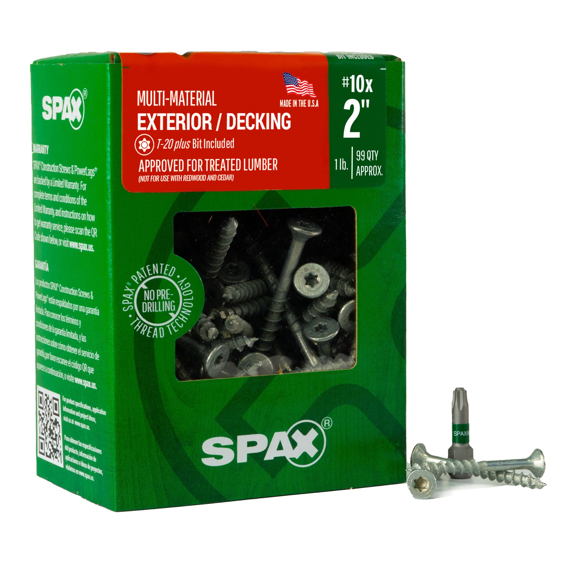 SPAX Exterior Multi-Material T-Star Plus Wood Screws - Flat Head, Partial Thread, HCR-X Coating
