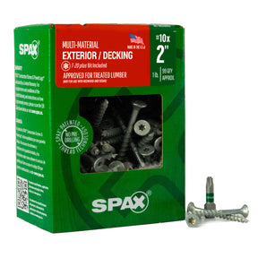 SPAX Exterior Multi-Material T-Star Plus Wood Screws - Flat Head, Partial Thread, HCR-X Coating
