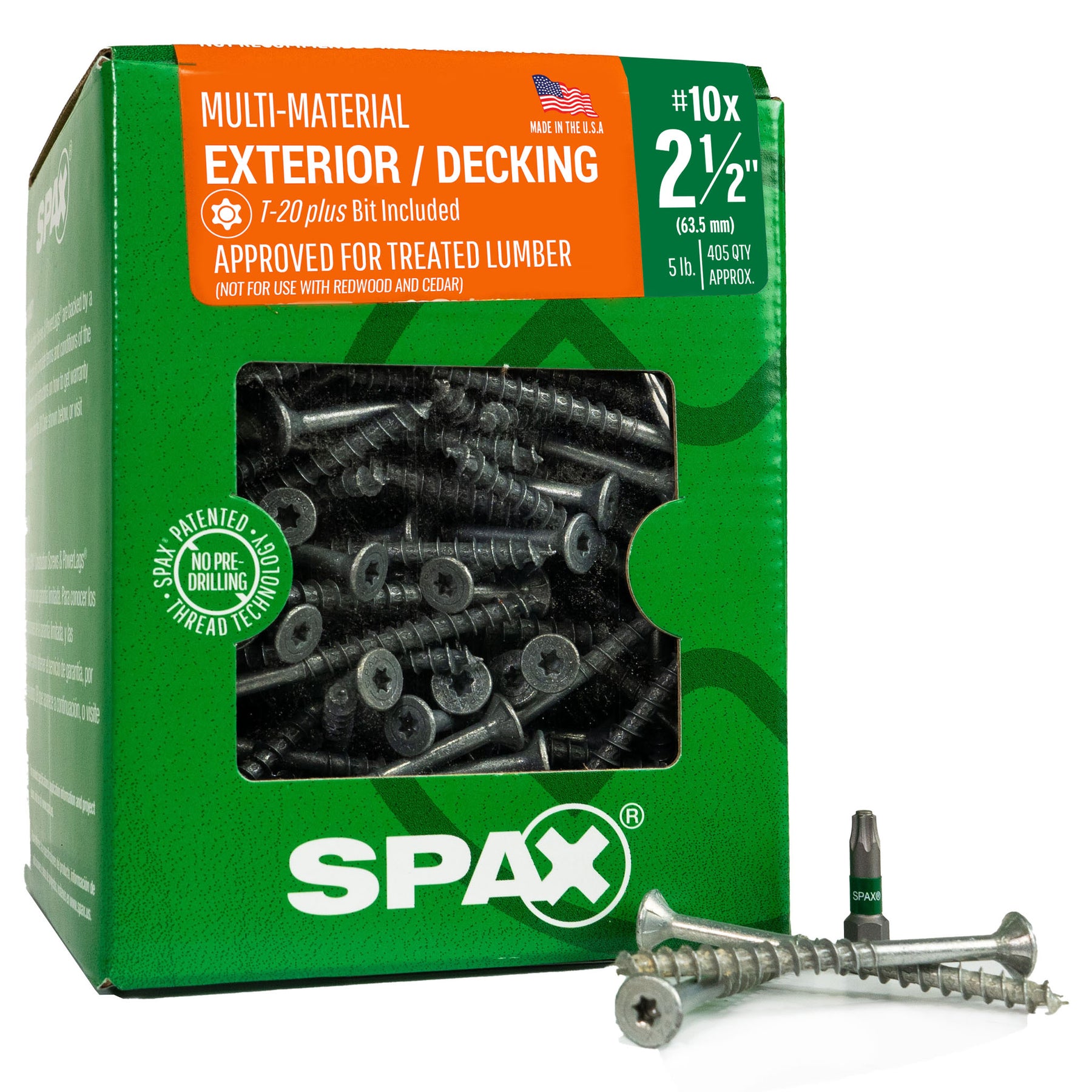 SPAX Exterior Multi-Material T-Star Plus Wood Screws - Flat Head, Partial Thread, HCR-X Coating