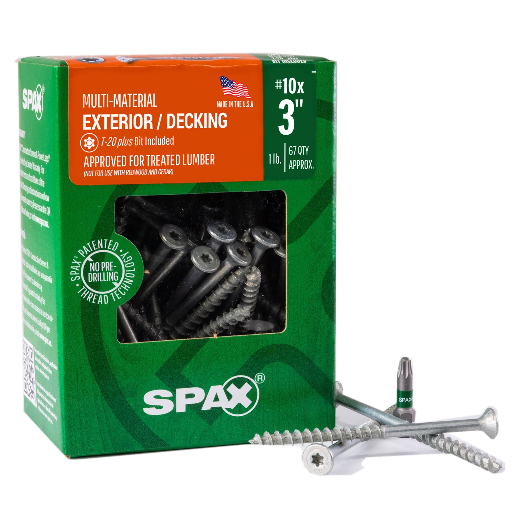 SPAX Exterior Multi-Material T-Star Plus Wood Screws - Flat Head, Partial Thread, HCR-X Coating