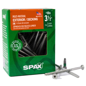 SPAX Exterior Multi-Material T-Star Plus Wood Screws - Flat Head, Partial Thread, HCR-X Coating