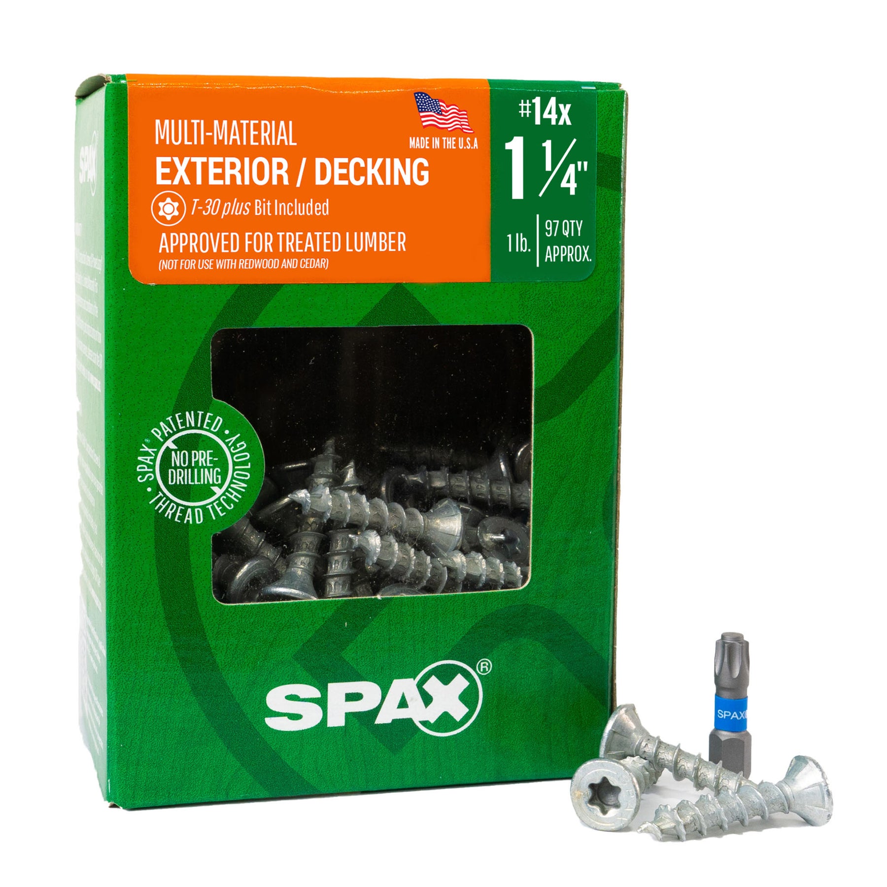 SPAX Exterior Multi-Material T-Star Plus Wood Screws - Flat Head, Partial Thread, HCR-X Coating