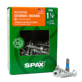 SPAX Exterior Multi-Material T-Star Plus Wood Screws - Flat Head, Partial Thread, HCR-X Coating