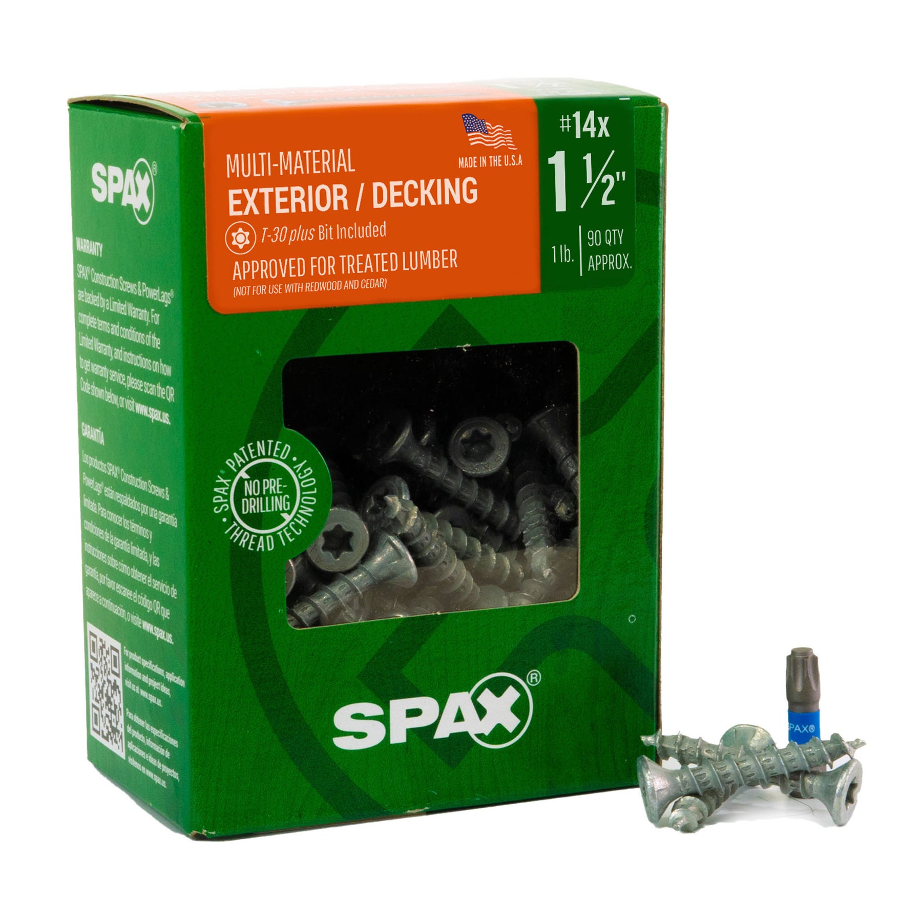 SPAX Exterior Multi-Material T-Star Plus Wood Screws - Flat Head, Partial Thread, HCR-X Coating