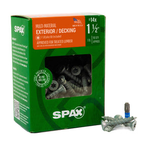 SPAX Exterior Multi-Material T-Star Plus Wood Screws - Flat Head, Partial Thread, HCR-X Coating
