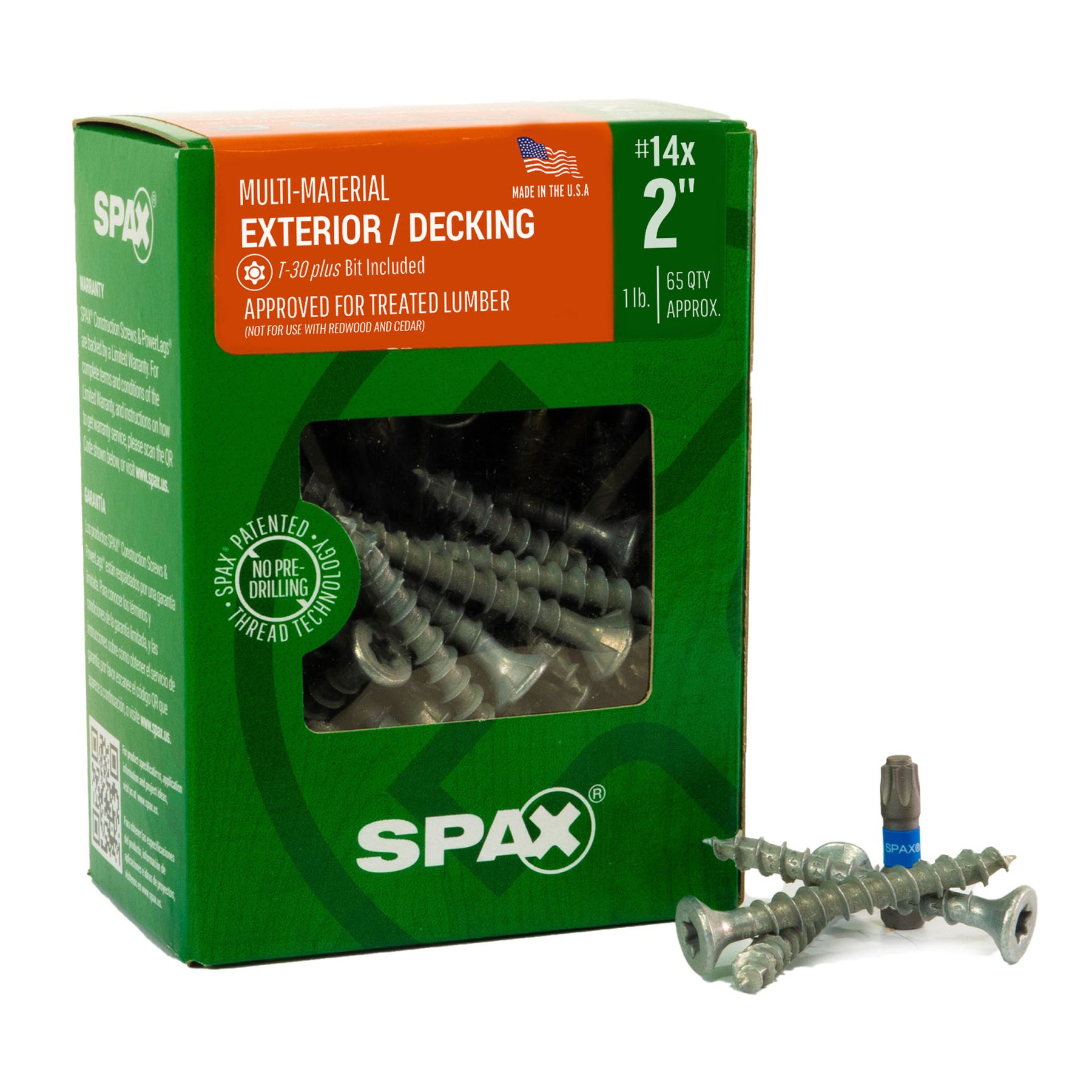 SPAX Exterior Multi-Material T-Star Plus Wood Screws - Flat Head, Partial Thread, HCR-X Coating