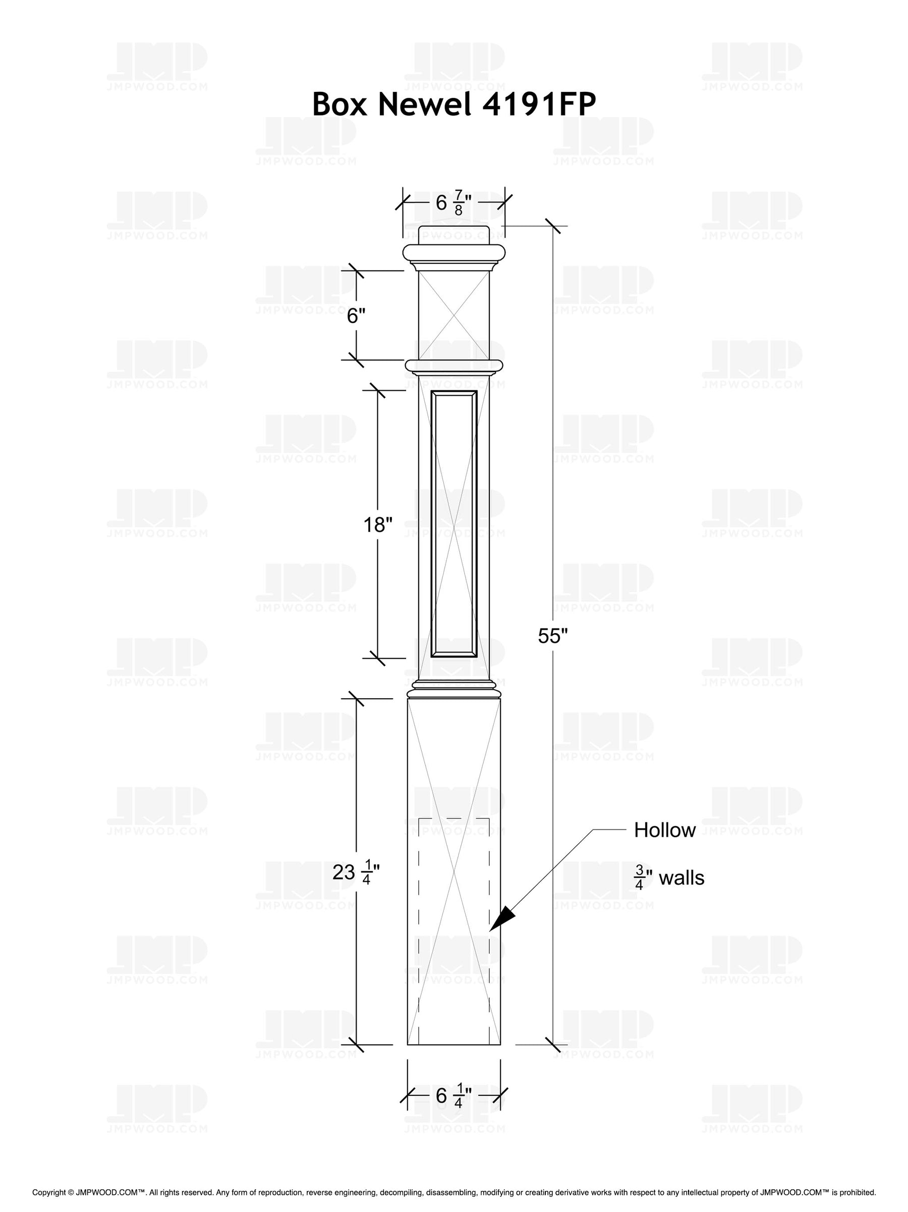 Box Newel 4191FP - Flat Panel (6-1/4")