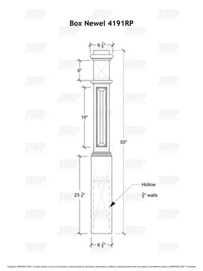 Box Newel 4191RP - Raised Panel (6-1/4")