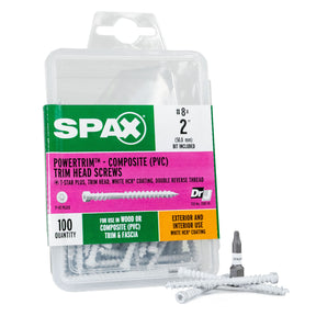 SPAX PowerTrim Double Reverse Thread Composite (PVC) Screws - Cylindric Trim Head, T-Star Plus, HCR
