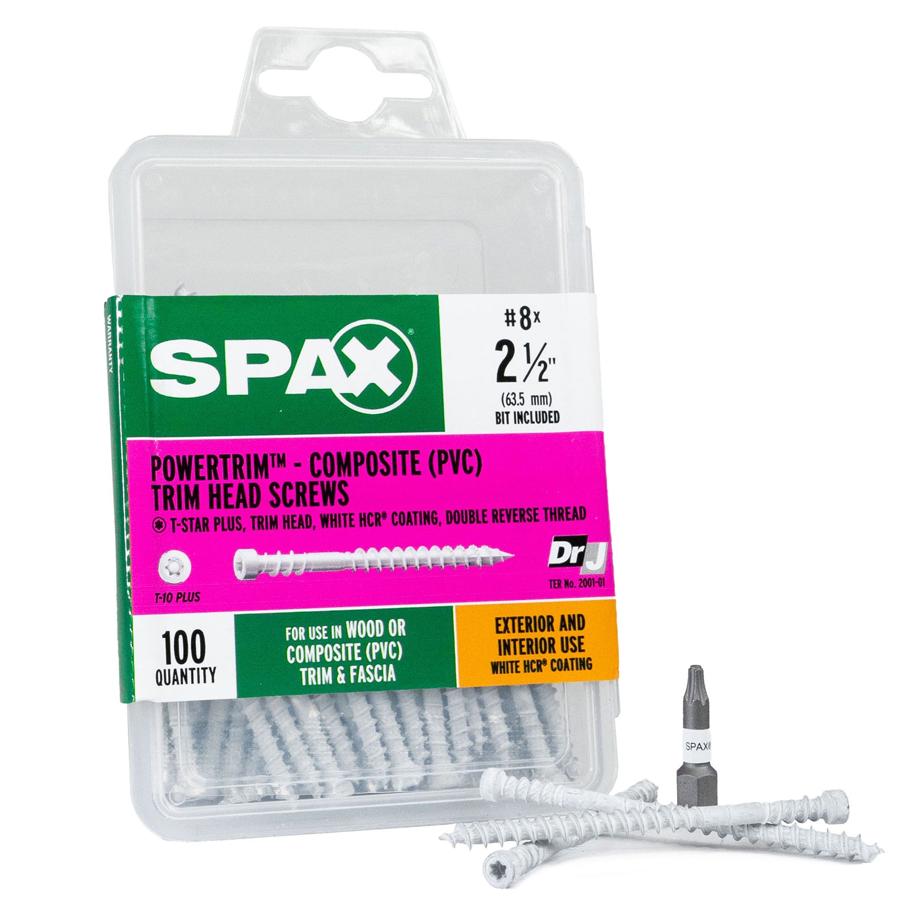 SPAX PowerTrim Double Reverse Thread Composite (PVC) Screws - Cylindric Trim Head, T-Star Plus, HCR