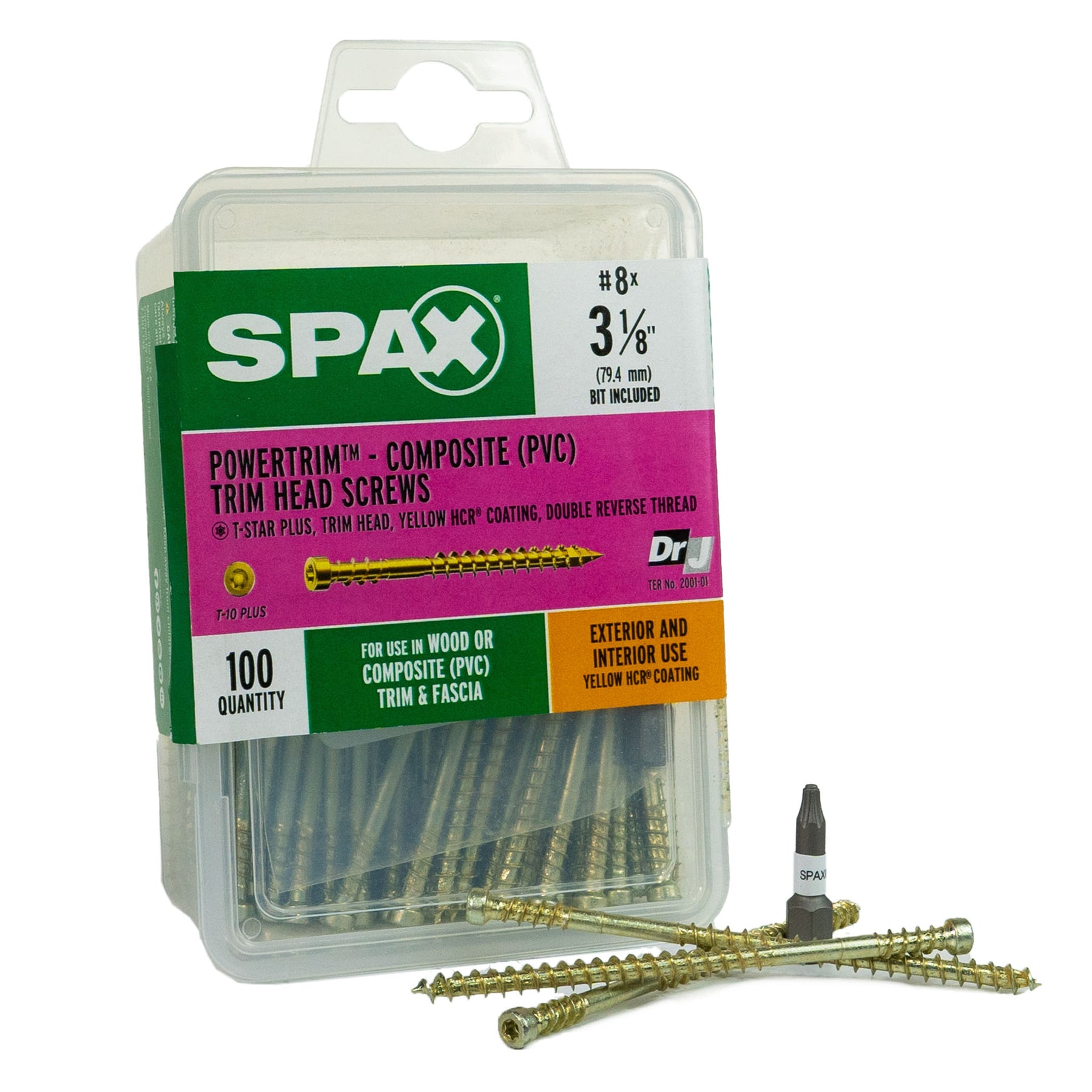 SPAX PowerTrim Double Reverse Thread Composite (PVC) Screws - Cylindric Trim Head, T-Star Plus, HCR