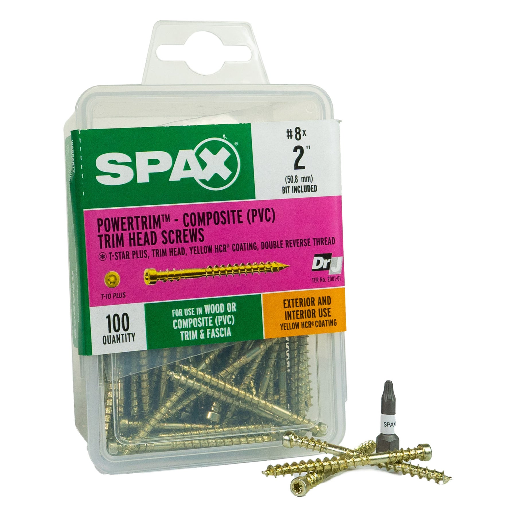 SPAX PowerTrim Double Reverse Thread Composite (PVC) Screws - Cylindric Trim Head, T-Star Plus, HCR