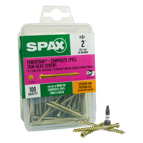 SPAX PowerTrim Double Reverse Thread Composite (PVC) Screws - Cylindric Trim Head, T-Star Plus, HCR