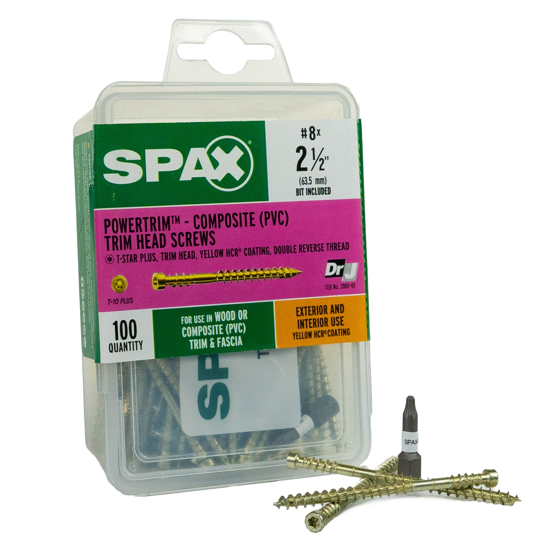 SPAX PowerTrim Double Reverse Thread Composite (PVC) Screws - Cylindric Trim Head, T-Star Plus, HCR