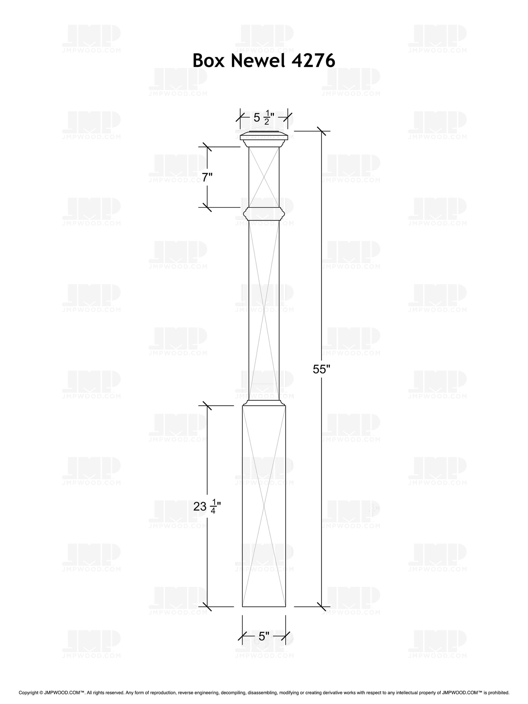 Box Newel 4276 - Adjustable Base (5")