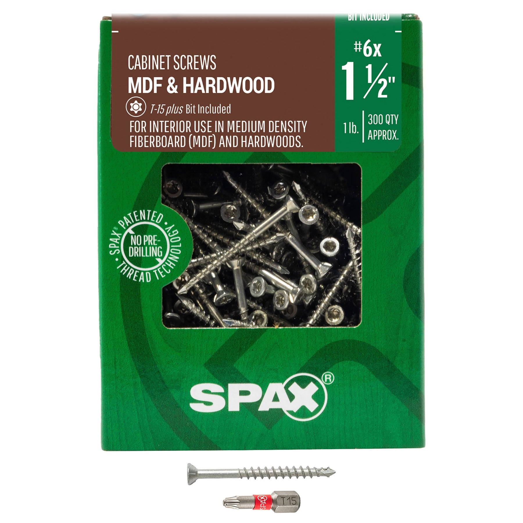 SPAX MDF/Hardwood T-Star Plus Trim Head Screws - CUT-Point, Partial Thread, Zinc