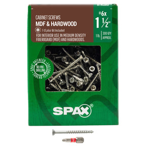 SPAX MDF/Hardwood T-Star Plus Trim Head Screws - CUT-Point, Partial Thread, Zinc