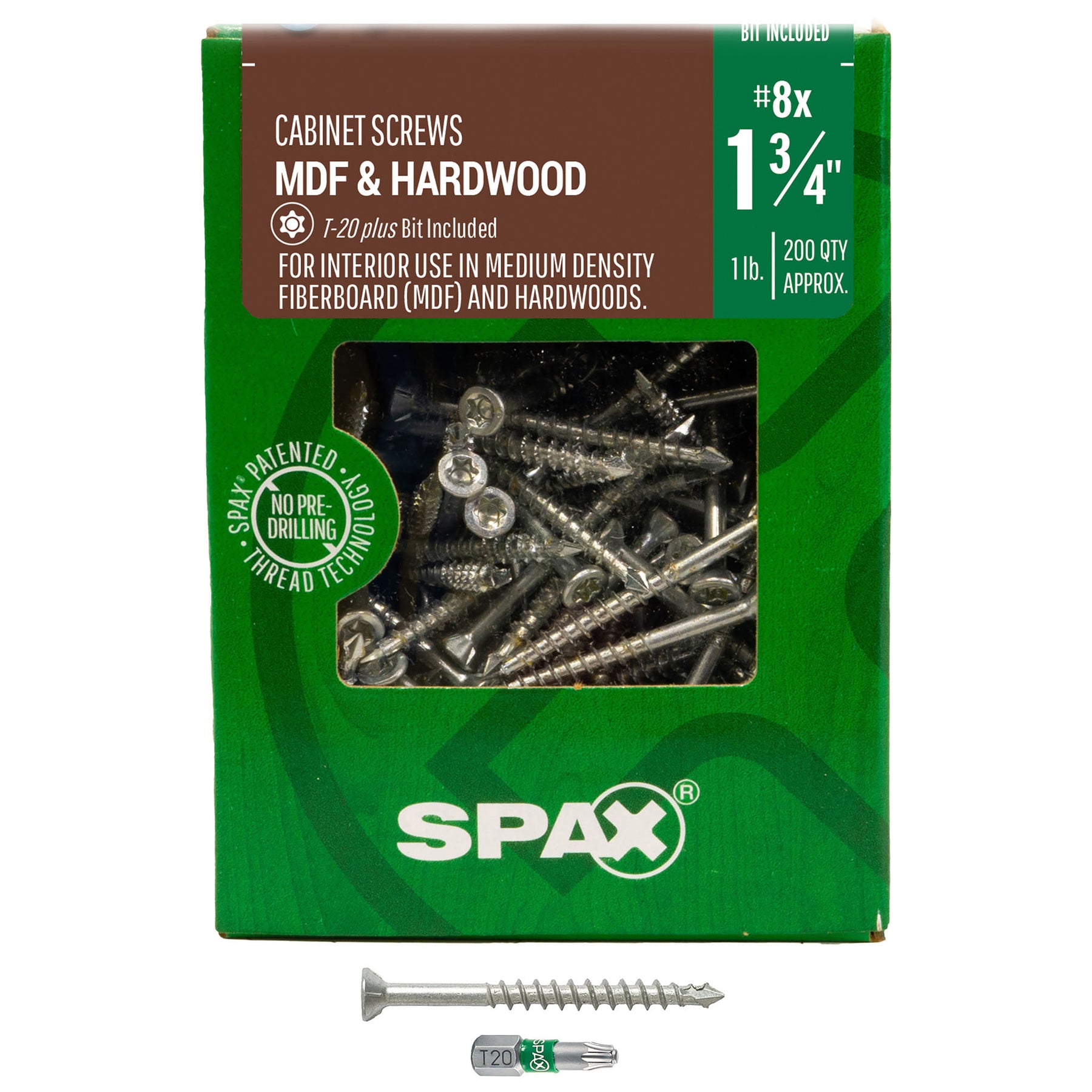 SPAX MDF/Hardwood T-Star Plus Trim Head Screws - CUT-Point, Partial Thread, Zinc