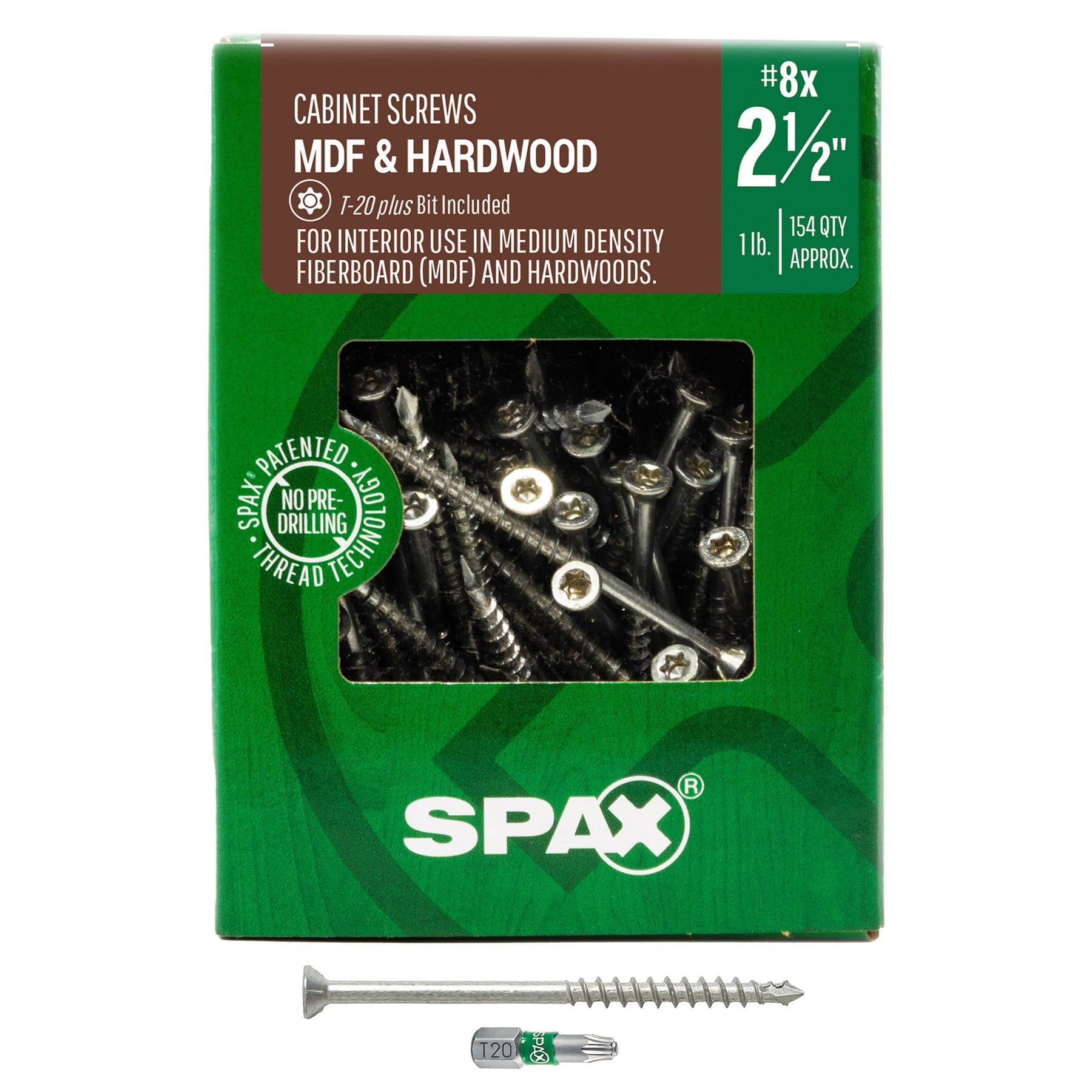 SPAX MDF/Hardwood T-Star Plus Trim Head Screws - CUT-Point, Partial Thread, Zinc