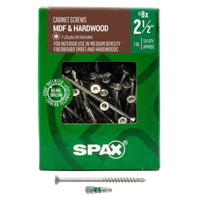 SPAX MDF/Hardwood T-Star Plus Trim Head Screws - CUT-Point, Partial Thread, Zinc