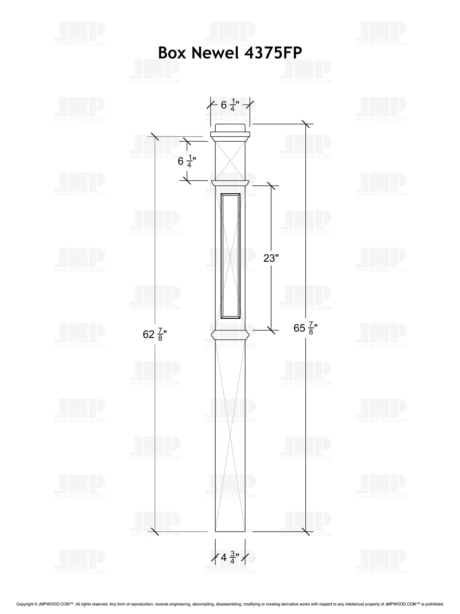 Box Newel 4375FP - Flat Panel (4-3/4")