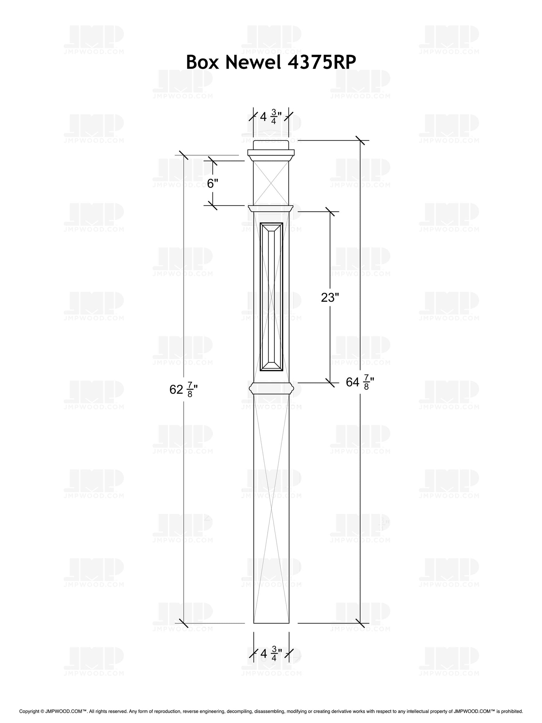 Box Newel 4375RP - Raised Panel (4-3/4")