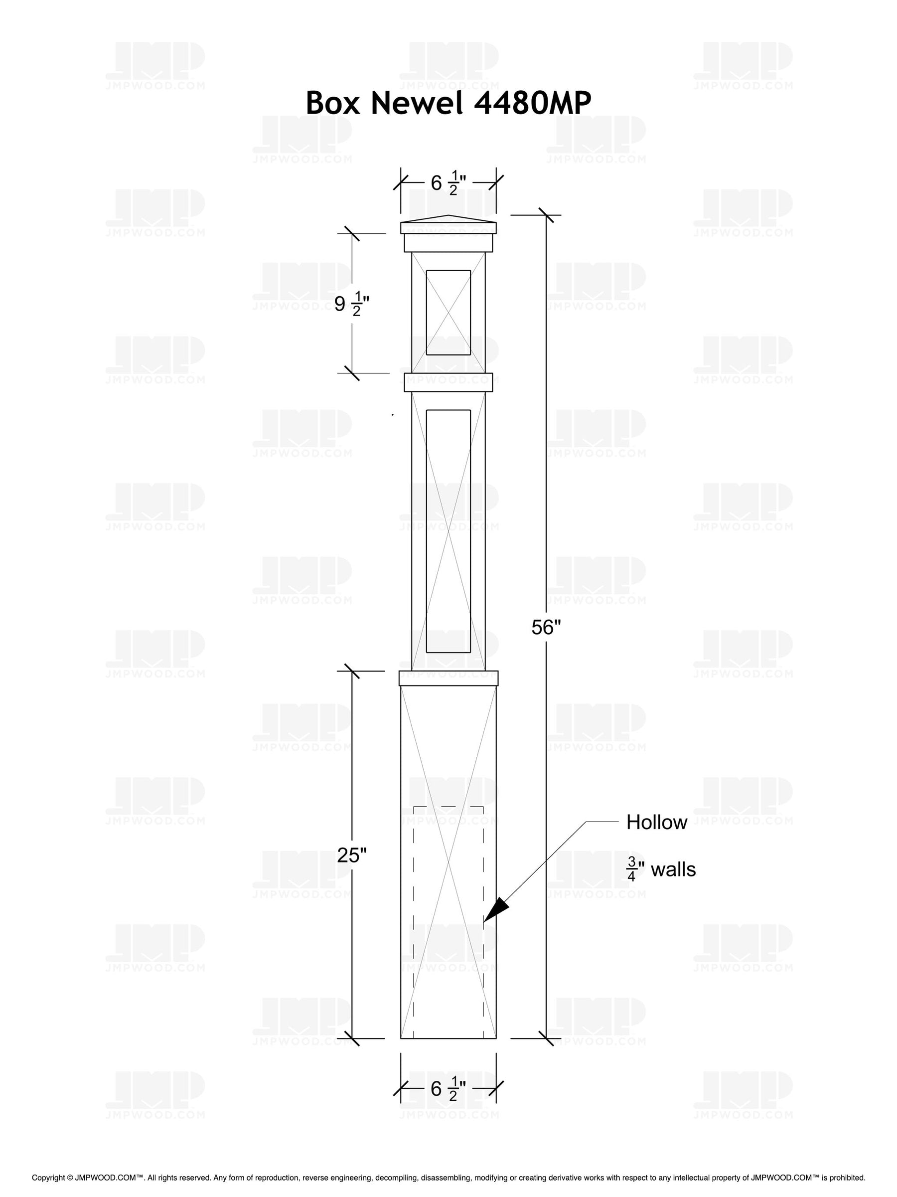 Box Newel 4480MP - Mission Panel (6-1/2")