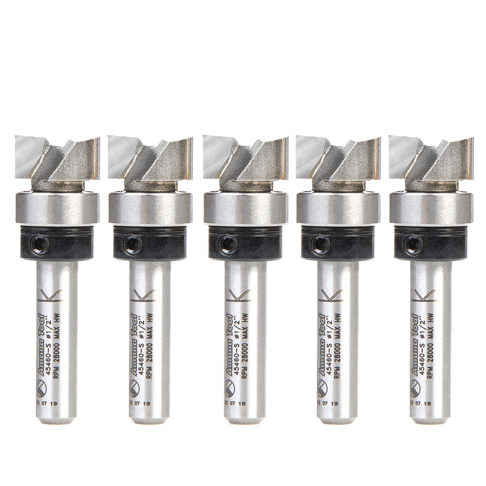 #option_45460-S-5 - 5-Pack - Flush Trim Plunge Template 1/2 Dia x 1/4 Inch x 1/4 Shank w Upper BB