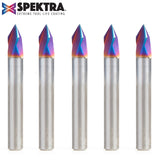 #option_45624-K-5 5-Pack - 3 Flute V-Groove 60 Deg x 1/4 Dia x 7/32 x 1/4 Inch Shank