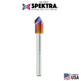 #option_45646-K - (Brazed To Steel Shank) Cutting Edge 3 Flute V-Groove 90 Deg x 3/8 Dia x 0.188 x 1/4 Inch Shank