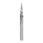 #option_46280-U 6.2 Deg Tapered Angle Ball Tip x 1/32 Dia x 1/64 Radius x 1 x 1/4 Shank x 3 Inch Long x 3 Flute Up-Cut Spiral