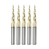 #option_46282-5, 5-Pack 5.4 Deg Tapered Angle Ball Tip 1/16 Dia x 1/32 Radius x 1 x 1/4 Shank x 3 Inch Long x 4 Flute Up-Cut Spiral