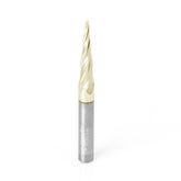 #option_46282 5.4 Deg Tapered Angle Ball Tip 1/16 Dia x 1/32 Radius x 1 x 1/4 Shank x 3 Inch Long x 4 Flute Up-Cut Spiral