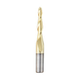 #option_46283 3 Deg Tapered Angle Ball Tip 1/4 Dia x 1/8 Radius x 2 x 1/2 Shank x 4 Inch Long x 2 Flute Up-Cut Spiral