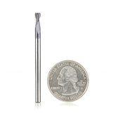 #option_51461 - 2-Flute x 1/8 Dia x 1/4 x 1/8 Shank x 2 Inch Long Up-Cut Router Bit / 45º Corner Chamfer