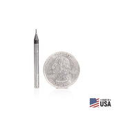 #option_51601 - 4-Flute x 1/32 Dia x 5/64 x 1/8 Shank x 1-1/2 Inch Long Up-Cut Router Bit / 45º Corner Chamfer