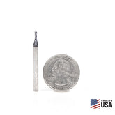 #option_51603 - 4-Flute x 1/16 Dia x 3/16 x 1/8 Shank x 1-1/2 Inch Long Up-Cut Router Bit / 45º Corner Chamfer