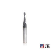 #option_51911 - 2-Flute x 1/16 Radius x 1/8 Dia x 1/2 x 1/4 Shank x 2 Inch Long Up-Cut 