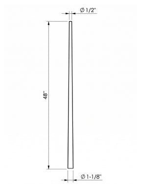 Iron Baluster 53R40L - 1-1/8" Round - Round Tapered 48" Length