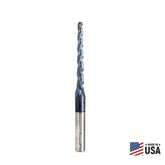 #option_59444 - 3-Flute x 1 Deg x 1/16 Radius 1/8 Dia x 1-1/2 x 1/4 Shank x 3 Inch Long Up-Cut Router Bit