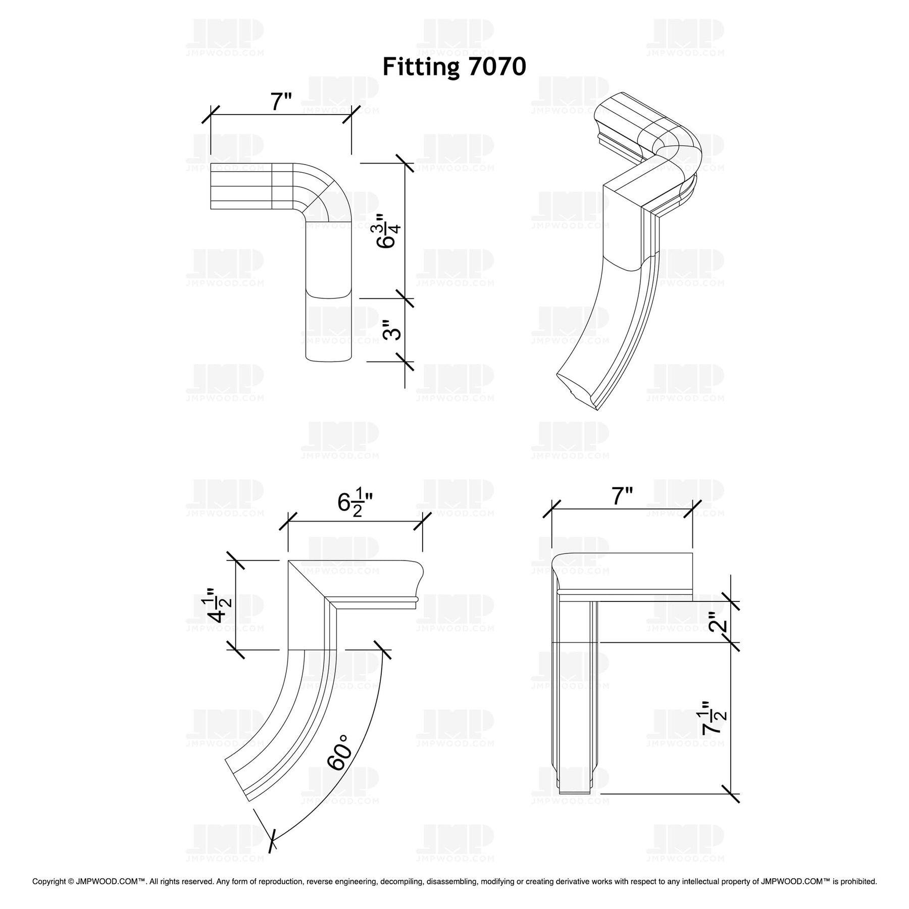 Fitting 70 - Level Quarter Turn Gooseneck Fitting with No Cap (Left Hand)