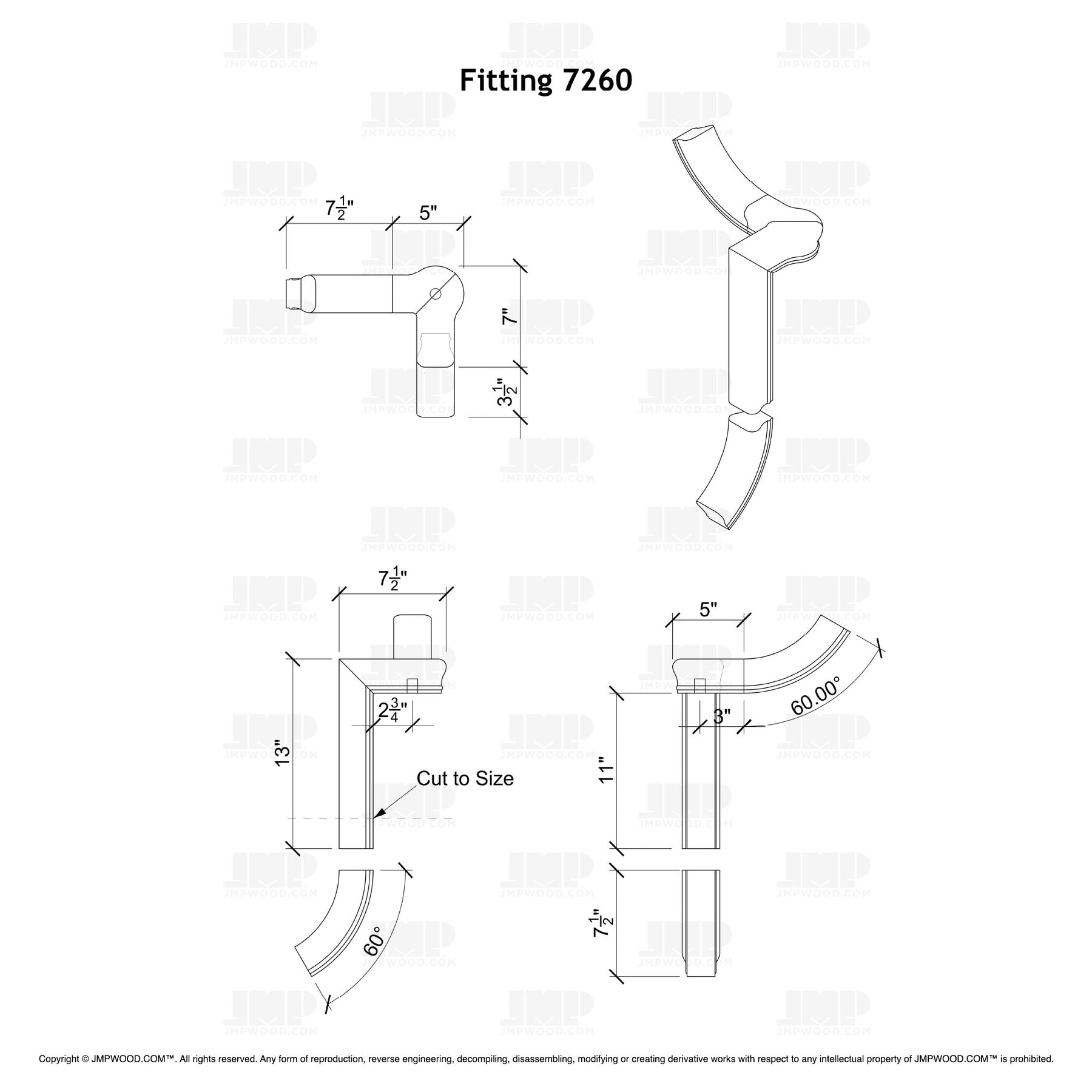 Fitting 60 - Level Quarter Turn Gooseneck Fitting with Cap (Left Hand)