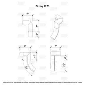 Fitting 70 - Level Quarter Turn Gooseneck Fitting with No Cap (Left Hand)